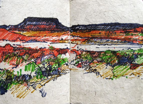 Australia & New Zealand sketchbook - on road to Uluru (or Ayers Rock)