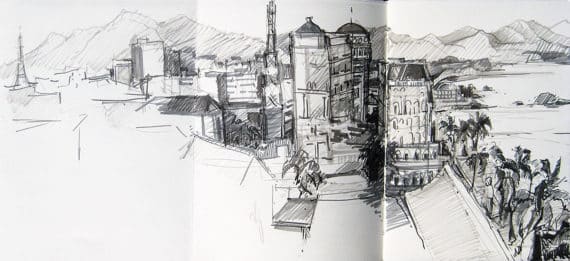 Vietnam & Cambodia sketchbook - Nha Trang harbor view