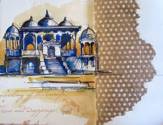 India sketchbook - temple complex at Ranthambore Fort